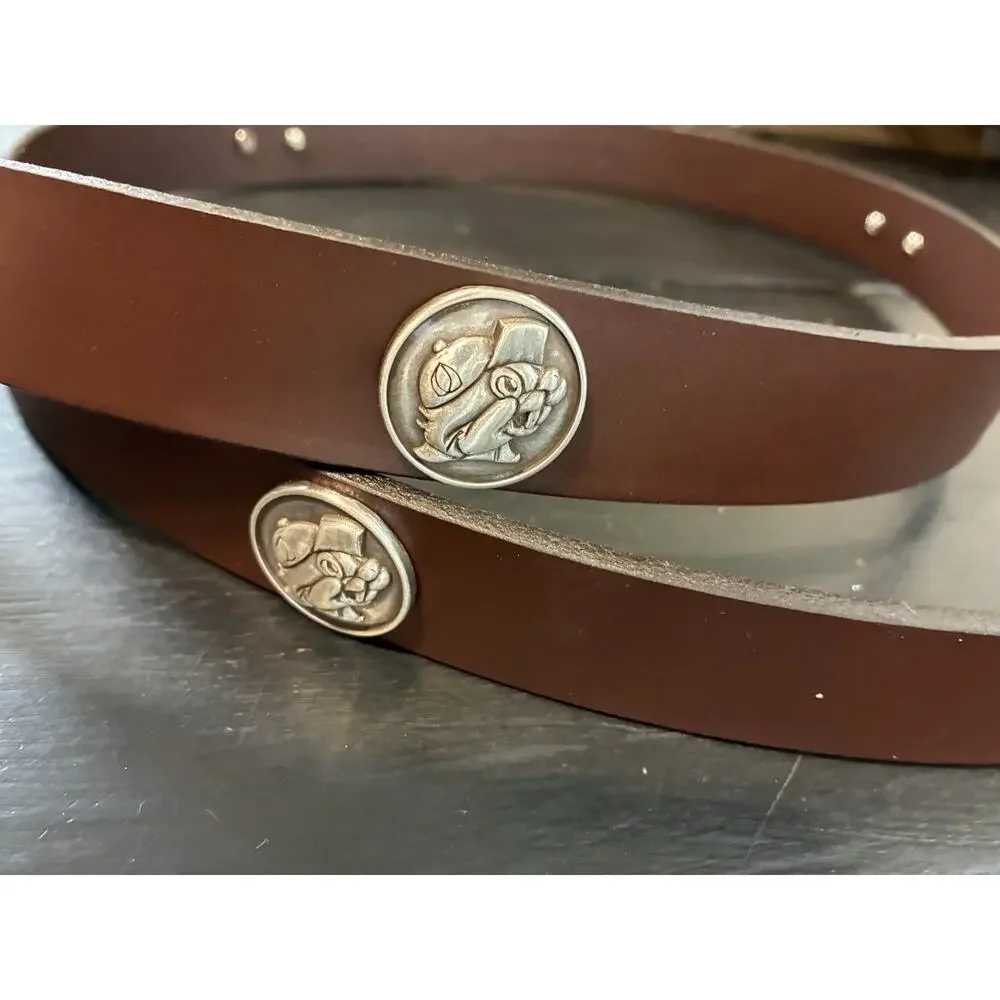 Brown Genuine Leather Belt With 4 Buc-ee’s Conchos Size 46 New
